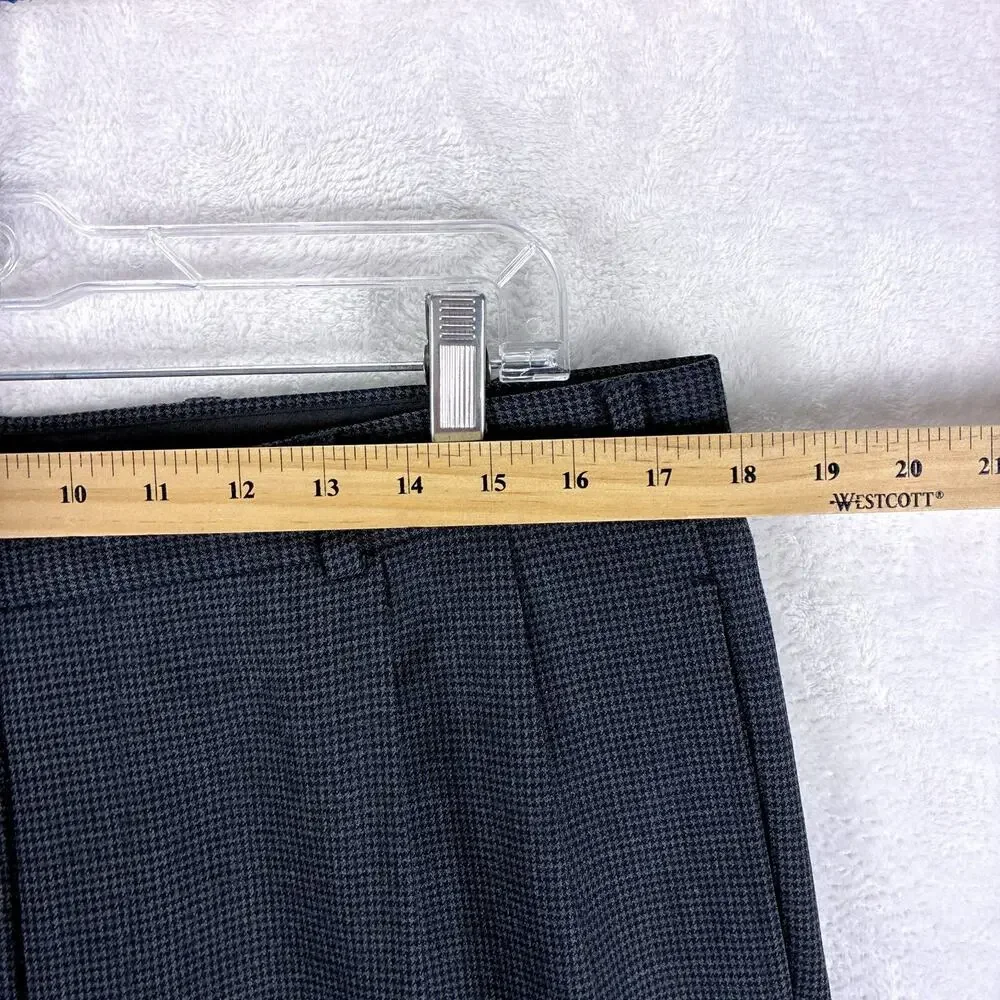 Brooks Brothers Pants Mens 36x32 Gray Houndstooth Wool Pleated Preppy Luxury